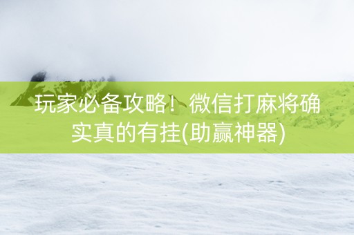 玩家必备攻略！微信打麻将确实真的有挂(助赢神器)