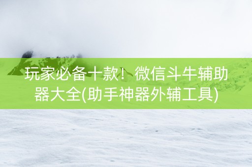 玩家必备十款！微信斗牛辅助器大全(助手神器外辅工具)