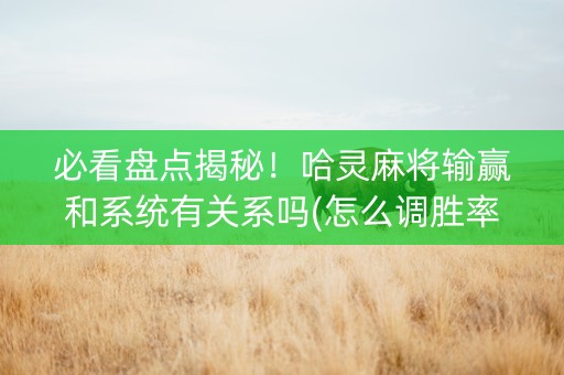 必看盘点揭秘！哈灵麻将输赢和系统有关系吗(怎么调胜率)