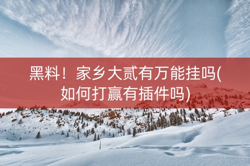 黑料！家乡大贰有万能挂吗(如何打赢有插件吗)