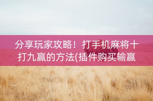 分享玩家攻略！打手机麻将十打九赢的方法(插件购买输赢规律)