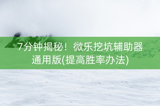 7分钟揭秘！微乐挖坑辅助器通用版(提高胜率办法)