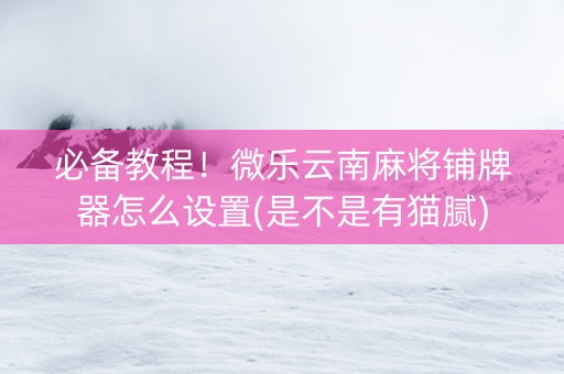 必备教程！微乐云南麻将铺牌器怎么设置(是不是有猫腻)