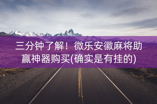 三分钟了解！微乐安徽麻将助赢神器购买(确实是有挂的)