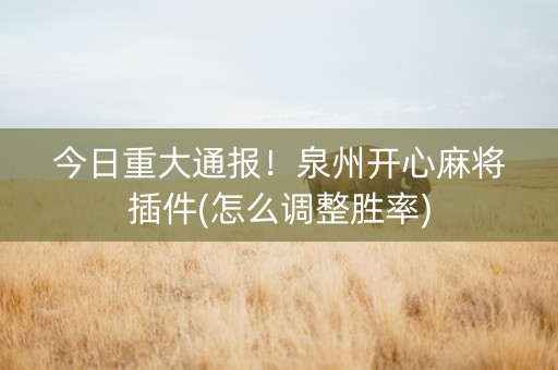 今日重大通报！泉州开心麻将插件(怎么调整胜率)