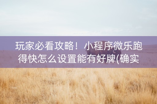 玩家必看攻略！小程序微乐跑得快怎么设置能有好牌(确实真的有挂)
