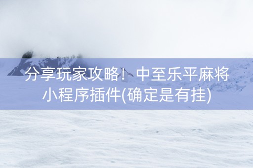 分享玩家攻略！中至乐平麻将小程序插件(确定是有挂)