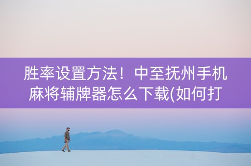 胜率设置方法！中至抚州手机麻将辅牌器怎么下载(如何打赢有插件吗)