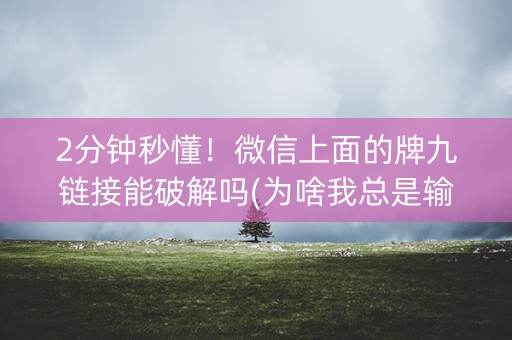 2分钟秒懂！微信上面的牌九链接能破解吗(为啥我总是输)