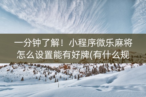 一分钟了解！小程序微乐麻将怎么设置能有好牌(有什么规律吗)