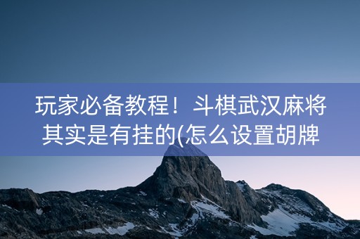 玩家必备教程！斗棋武汉麻将其实是有挂的(怎么设置胡牌)