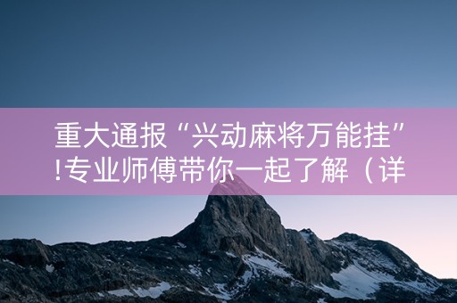 重大通报“兴动麻将万能挂”!专业师傅带你一起了解（详细教程）-抖音
