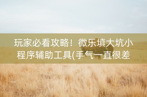玩家必看攻略！微乐填大坑小程序辅助工具(手气一直很差)