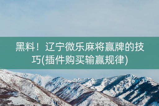 黑料！辽宁微乐麻将赢牌的技巧(插件购买输赢规律)