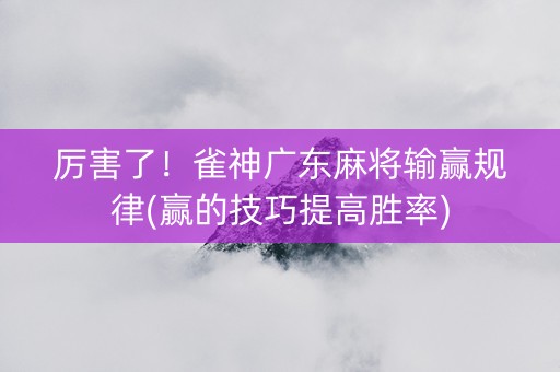 厉害了！雀神广东麻将输赢规律(赢的技巧提高胜率)