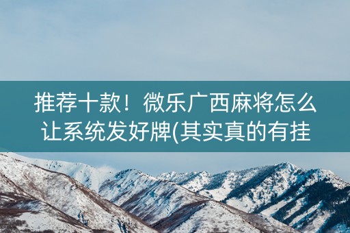 推荐十款！微乐广西麻将怎么让系统发好牌(其实真的有挂)