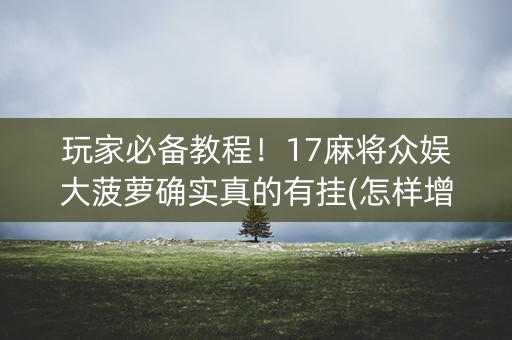 玩家必备教程！17麻将众娱大菠萝确实真的有挂(怎样增加胜率)