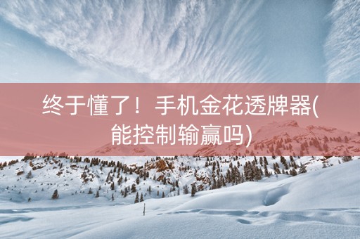 终于懂了！手机金花透牌器(能控制输赢吗)