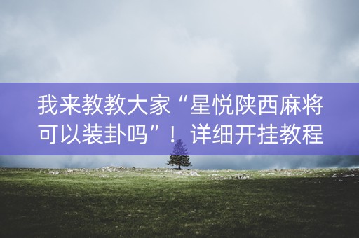 我来教教大家“星悦陕西麻将可以装卦吗”！详细开挂教程（确实真的有挂)-抖音