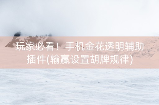 玩家必看！手机金花透明辅助插件(输赢设置胡牌规律)