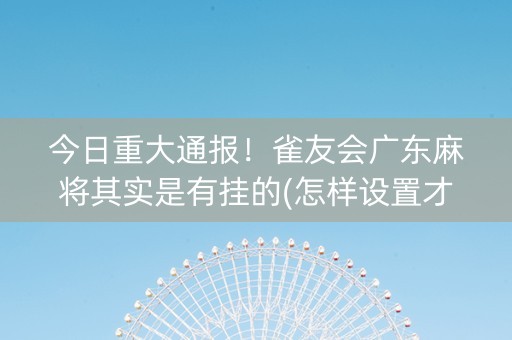 今日重大通报！雀友会广东麻将其实是有挂的(怎样设置才容易赢)