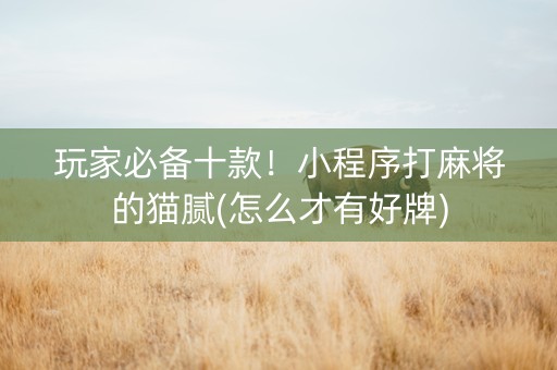 玩家必备十款！小程序打麻将的猫腻(怎么才有好牌)