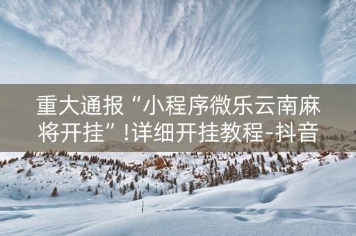 重大通报“小程序微乐云南麻将开挂”!详细开挂教程-抖音