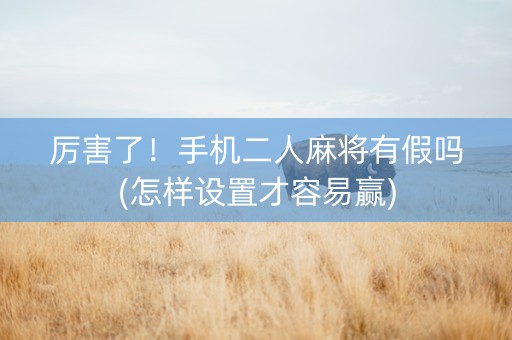 厉害了！手机二人麻将有假吗(怎样设置才容易赢)