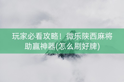 玩家必看攻略！微乐陕西麻将助赢神器(怎么刷好牌)