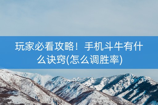 玩家必看攻略！手机斗牛有什么诀窍(怎么调胜率)