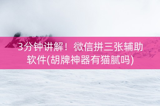 3分钟讲解！微信拼三张辅助软件(胡牌神器有猫腻吗)