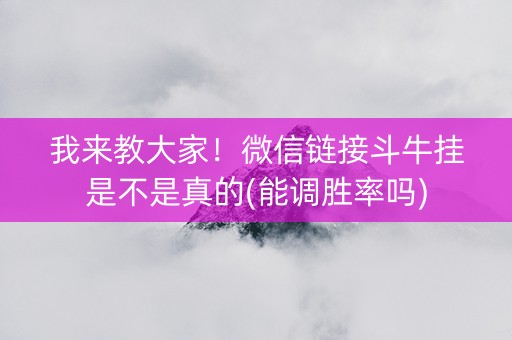 我来教大家！微信链接斗牛挂是不是真的(能调胜率吗)