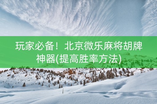 玩家必备！北京微乐麻将胡牌神器(提高胜率方法)
