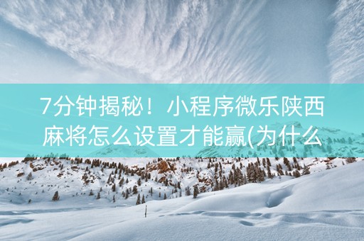 7分钟揭秘！小程序微乐陕西麻将怎么设置才能赢(为什么老输)