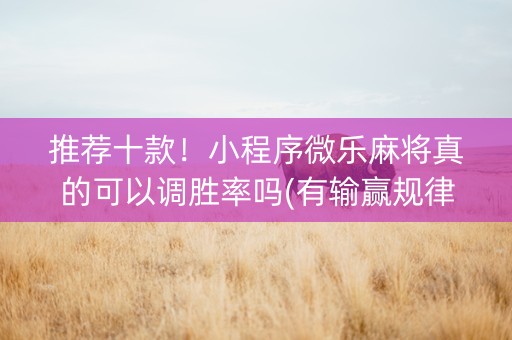 推荐十款！小程序微乐麻将真的可以调胜率吗(有输赢规律吗)