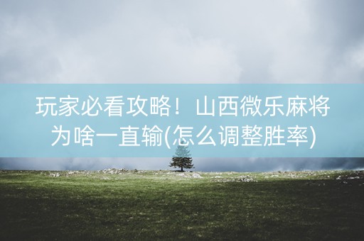 玩家必看攻略！山西微乐麻将为啥一直输(怎么调整胜率)