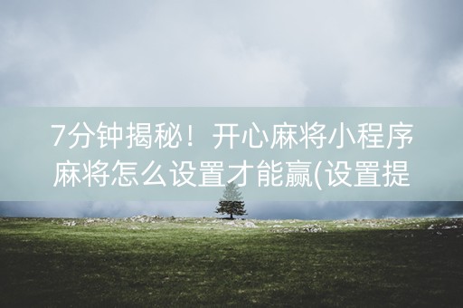 7分钟揭秘！开心麻将小程序麻将怎么设置才能赢(设置提高好牌几率)