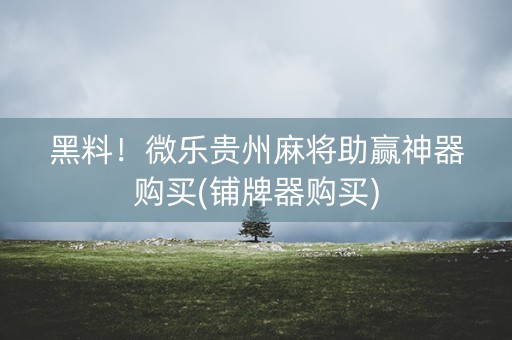黑料！微乐贵州麻将助赢神器购买(铺牌器购买)