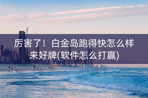 厉害了！白金岛跑得快怎么样来好牌(软件怎么打赢)