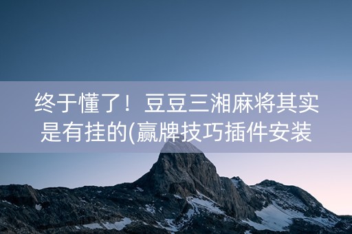 终于懂了！豆豆三湘麻将其实是有挂的(赢牌技巧插件安装)