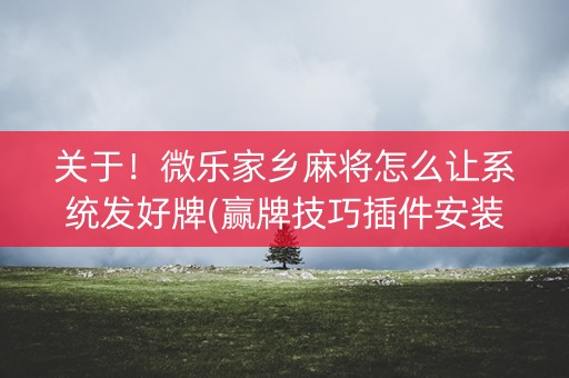 关于！微乐家乡麻将怎么让系统发好牌(赢牌技巧插件安装)