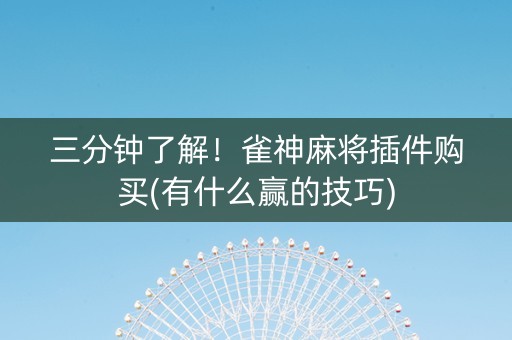 三分钟了解！雀神麻将插件购买(有什么赢的技巧)