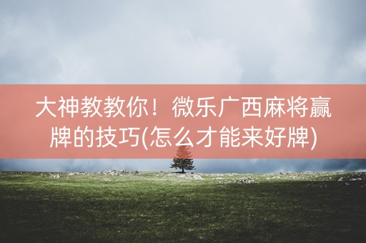 大神教教你！微乐广西麻将赢牌的技巧(怎么才能来好牌)
