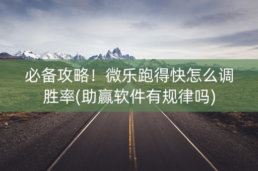 必备攻略！微乐跑得快怎么调胜率(助赢软件有规律吗)