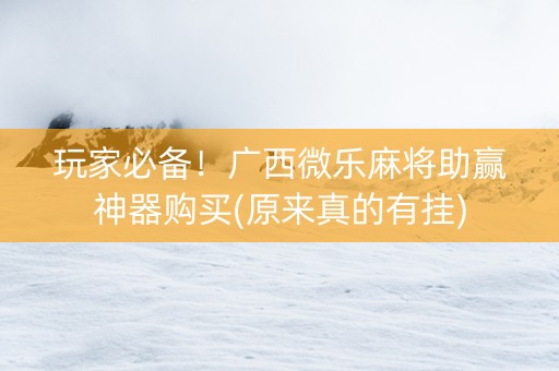 玩家必备！广西微乐麻将助赢神器购买(原来真的有挂)