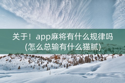 关于！app麻将有什么规律吗(怎么总输有什么猫腻)