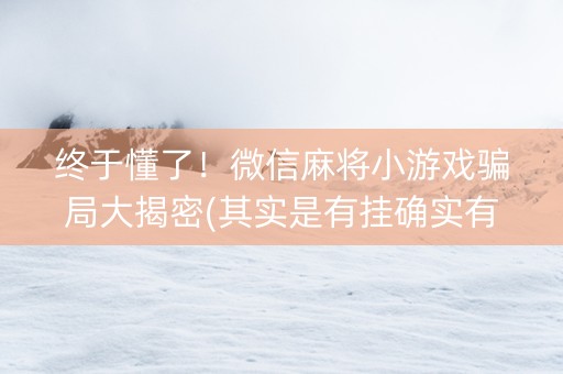 终于懂了！微信麻将小游戏骗局大揭密(其实是有挂确实有挂)
