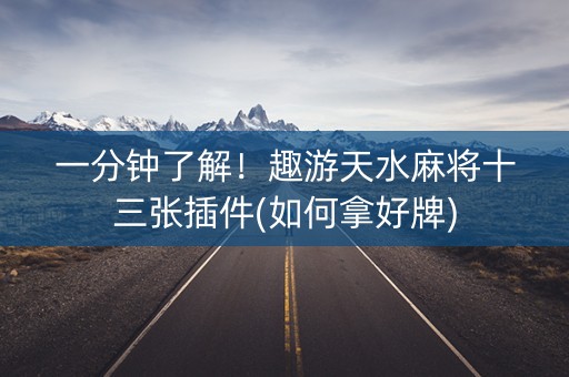 一分钟了解！趣游天水麻将十三张插件(如何拿好牌)