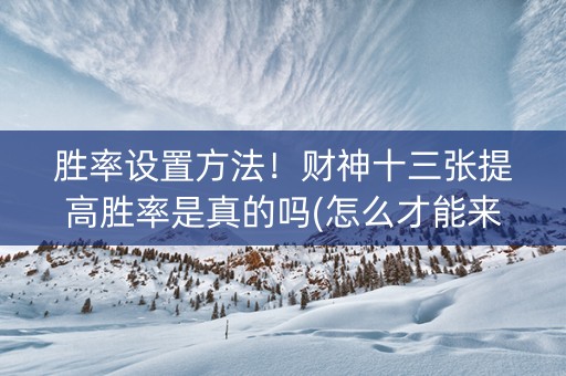 胜率设置方法！财神十三张提高胜率是真的吗(怎么才能来好牌)