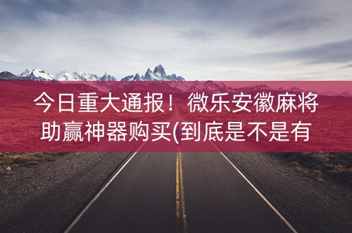 今日重大通报！微乐安徽麻将助赢神器购买(到底是不是有挂)